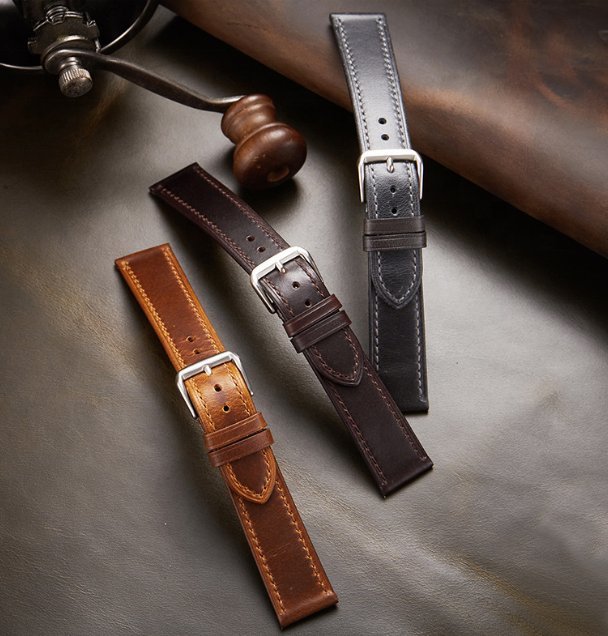 Correas de reloj ALLTUS en cuero italiano, negro, café cognac y gris